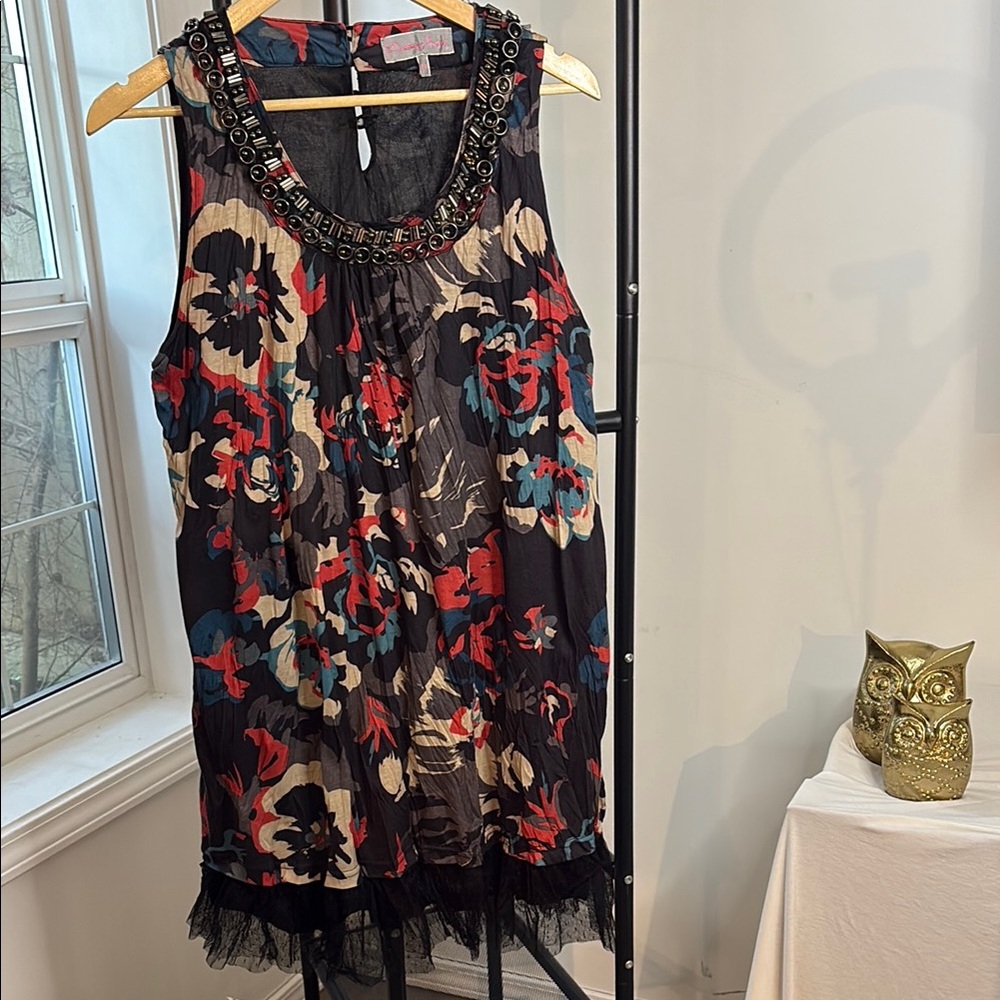 Pretty Angel Floral Dress with Beaded Neckline